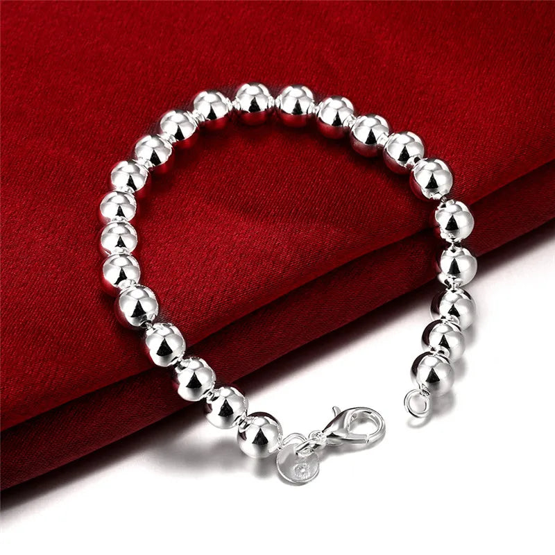 925 Sterling Silver 8mm Bead Chain Bracelets for All