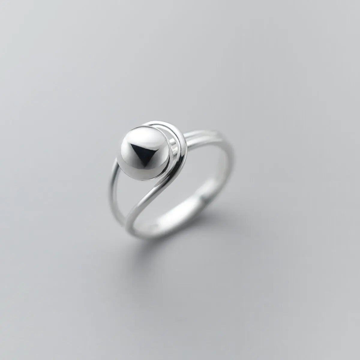 Simple Double Line Ball Ring for Women