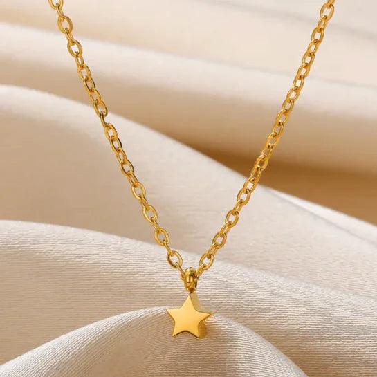 18K Gold Plated Necklace with Tiny Star Pendant (One)