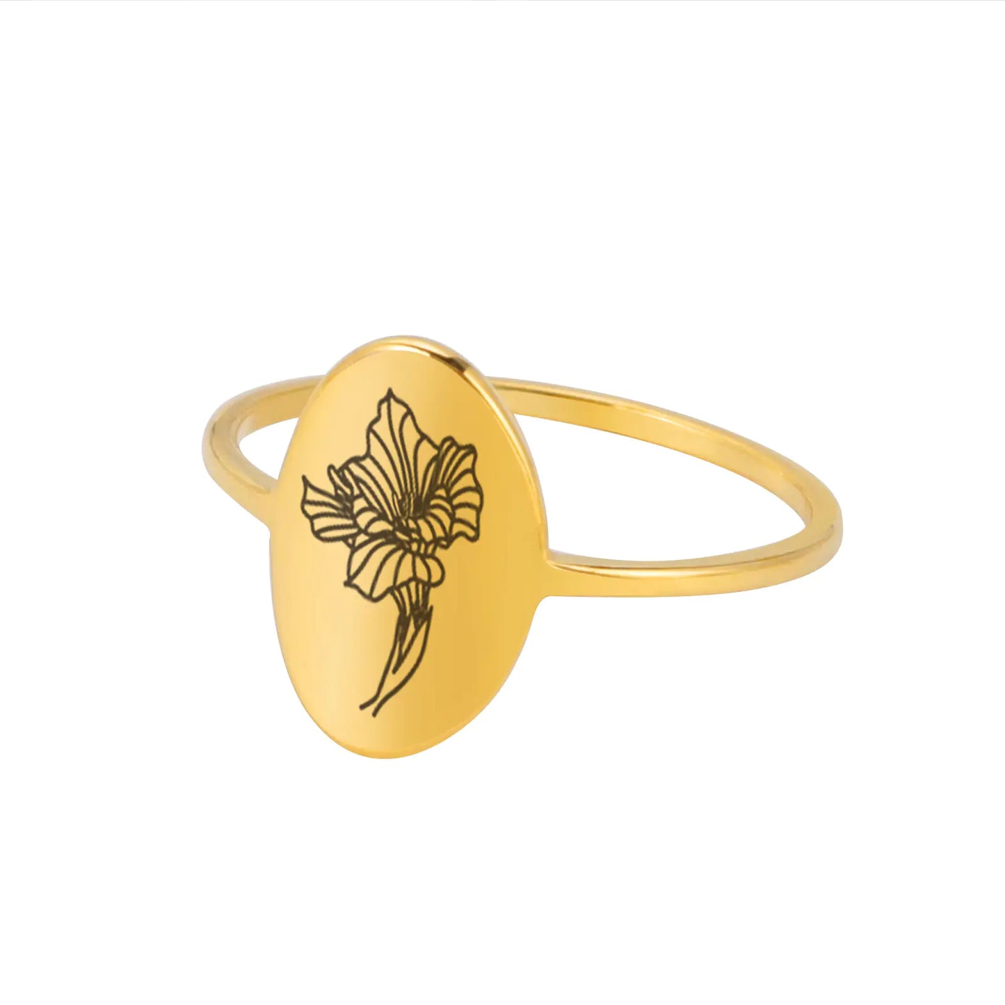 Stainless Steel Simple December Flower Wind Ring