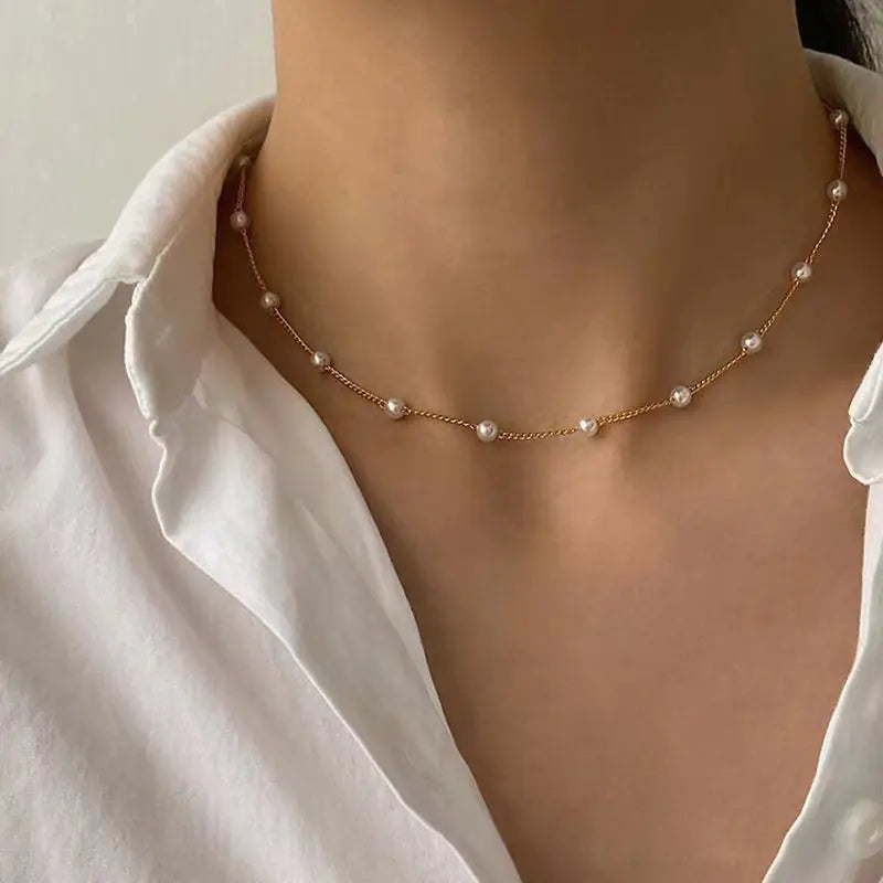 Fashion Pearl Choker Necklace - Simple Style in Stock