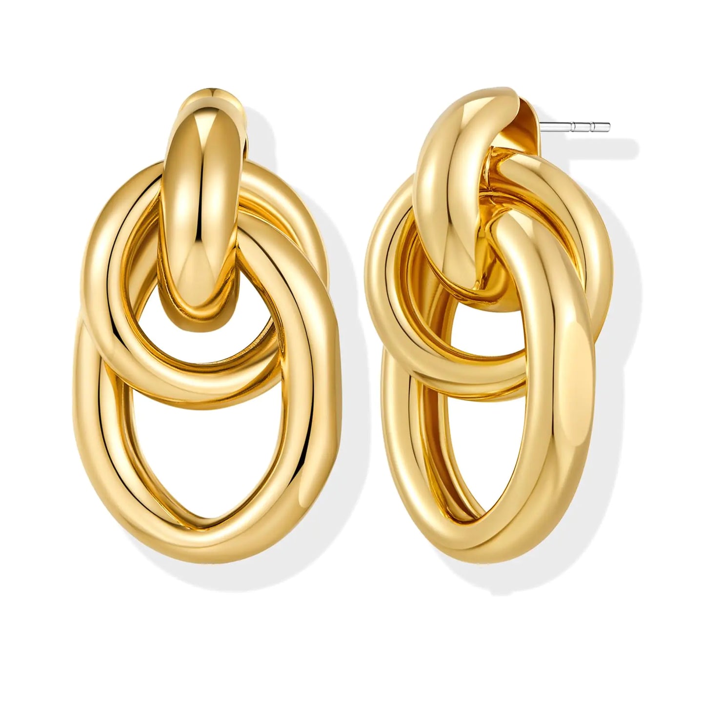 YUJIE Gold Geometric Earrings Statement Chunky Knot Earrings for Women Twisted Dangle Drop Trendy Stud Earring Fashion Jewelry