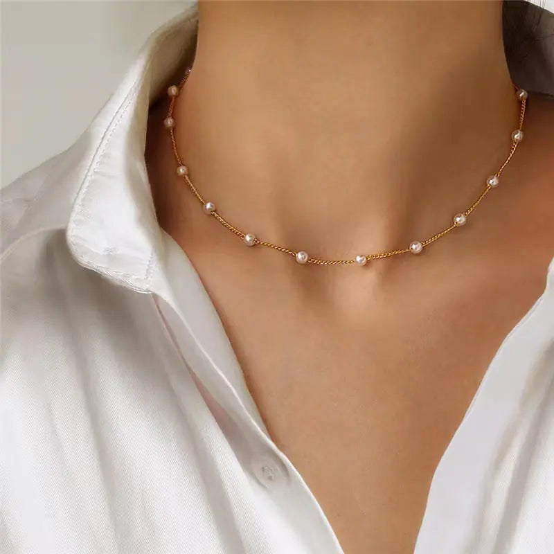 Fashion Pearl Choker Necklace - Simple Style in Stock