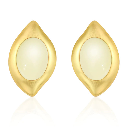 Aprilery Chunky Gold Earrings for Women Trendy Vintage 14K Gold Plated Black Cubic Zirconia Enamel Stud Statement Earrings Dupes Jewelry for Women Gifts for Her (White Geometric)