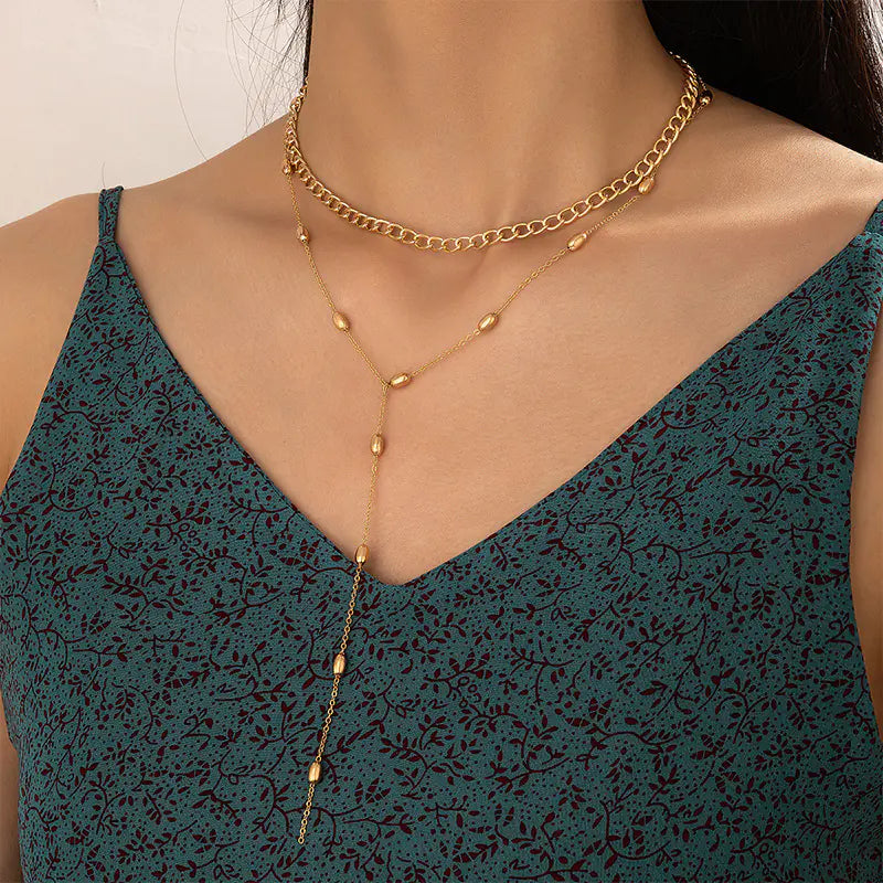 Creative Alloy Beaded Long Necklace - Simple Fashion