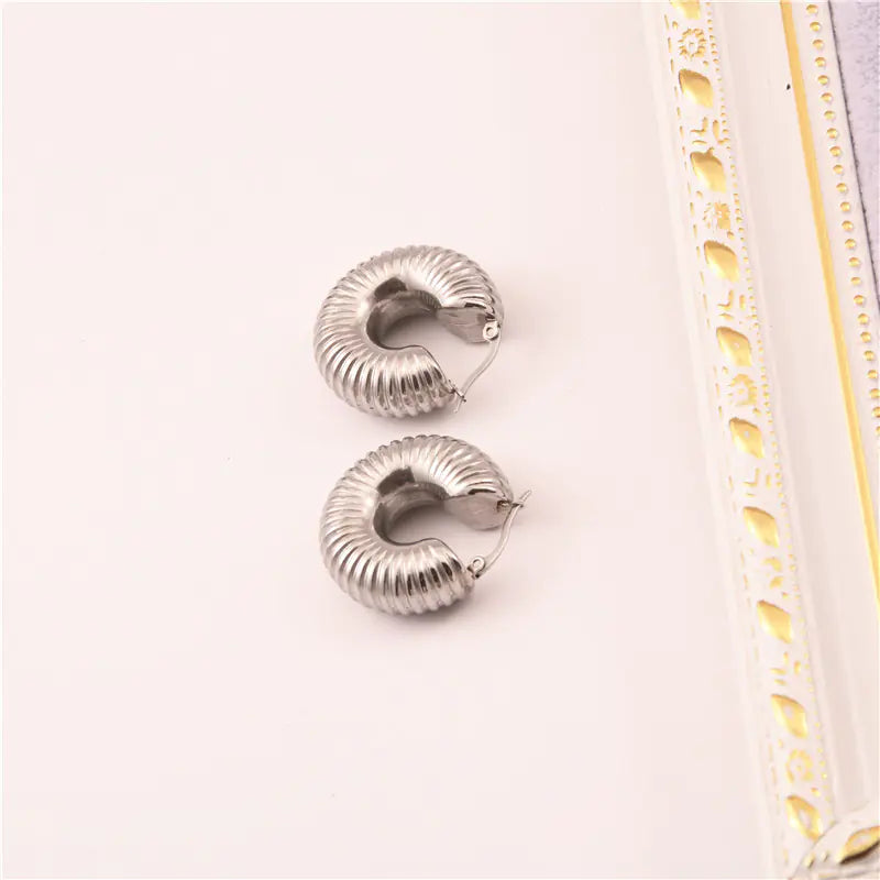 Celine Circle Gold-Plated Pipe Design Earrings