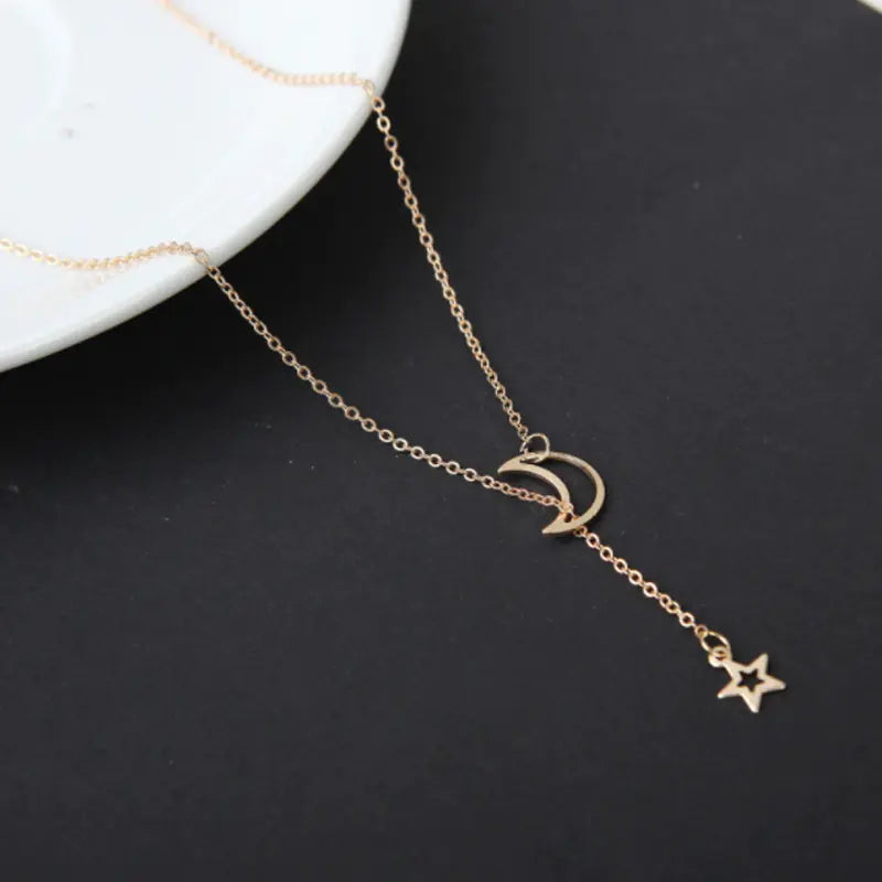 Fashion Simple Moon Star Necklace Short Choker Wholesale
