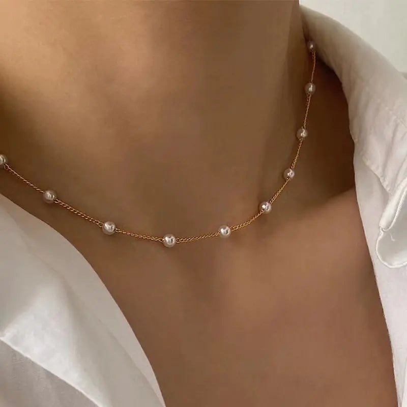 Fashion Pearl Choker Necklace - Simple Style in Stock