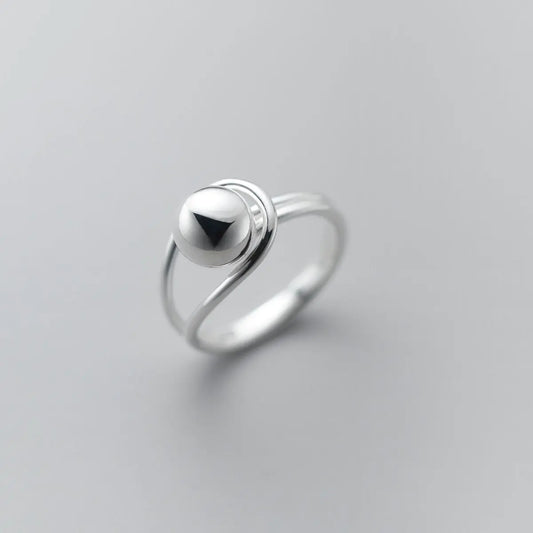 Simple Double Line Ball Ring for Women