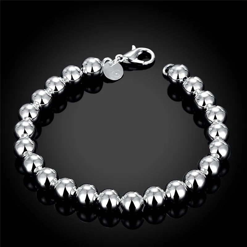925 Sterling Silver 8mm Bead Chain Bracelets for All