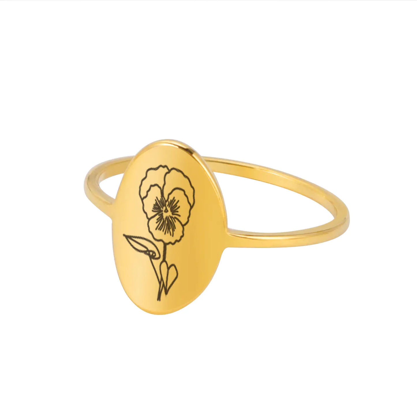 Stainless Steel Simple December Flower Wind Ring