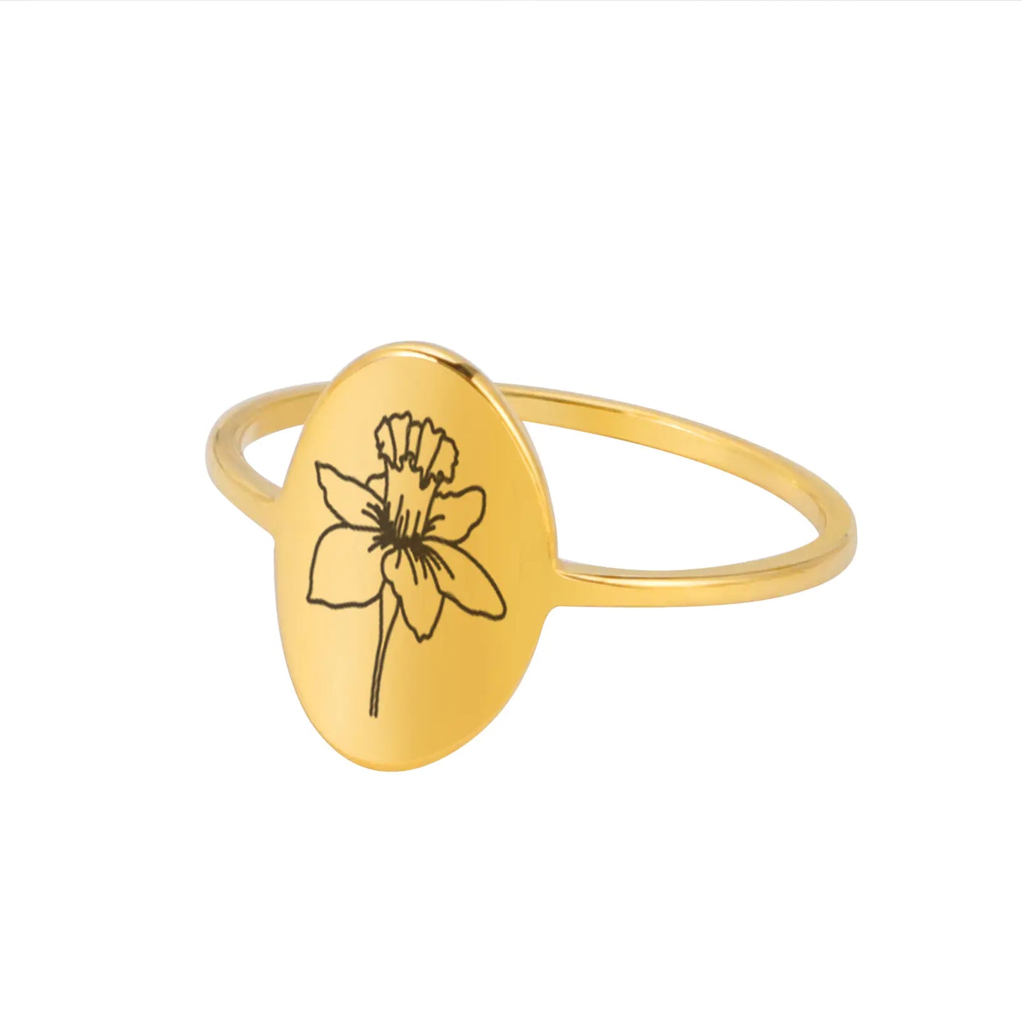 Stainless Steel Simple December Flower Wind Ring