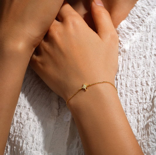 18K Gold Plated Bracelet with Octagonal Star Charm