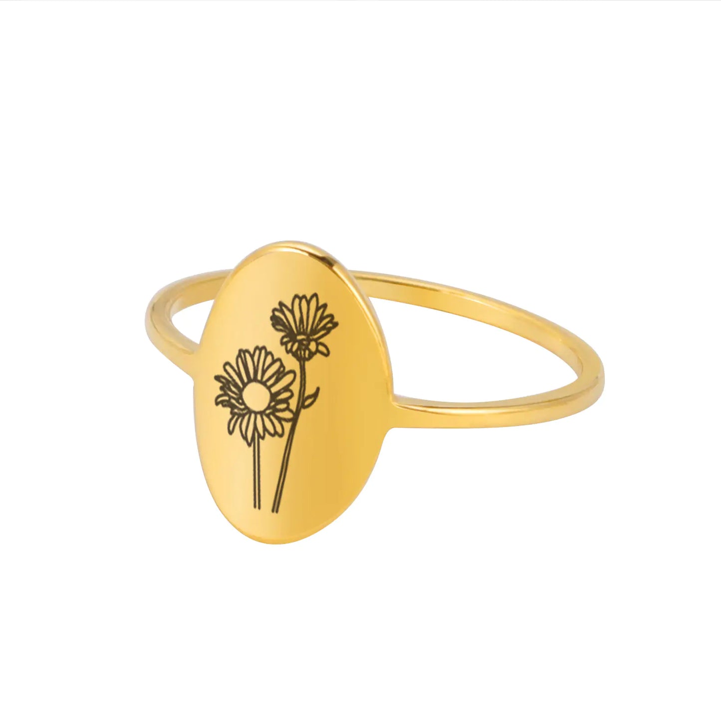 Stainless Steel Simple December Flower Wind Ring