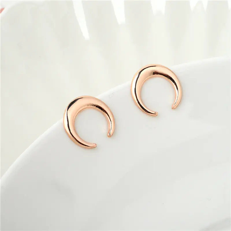 Trendy Crescent Moon Rose Gold Earrings (Direct from Factory)