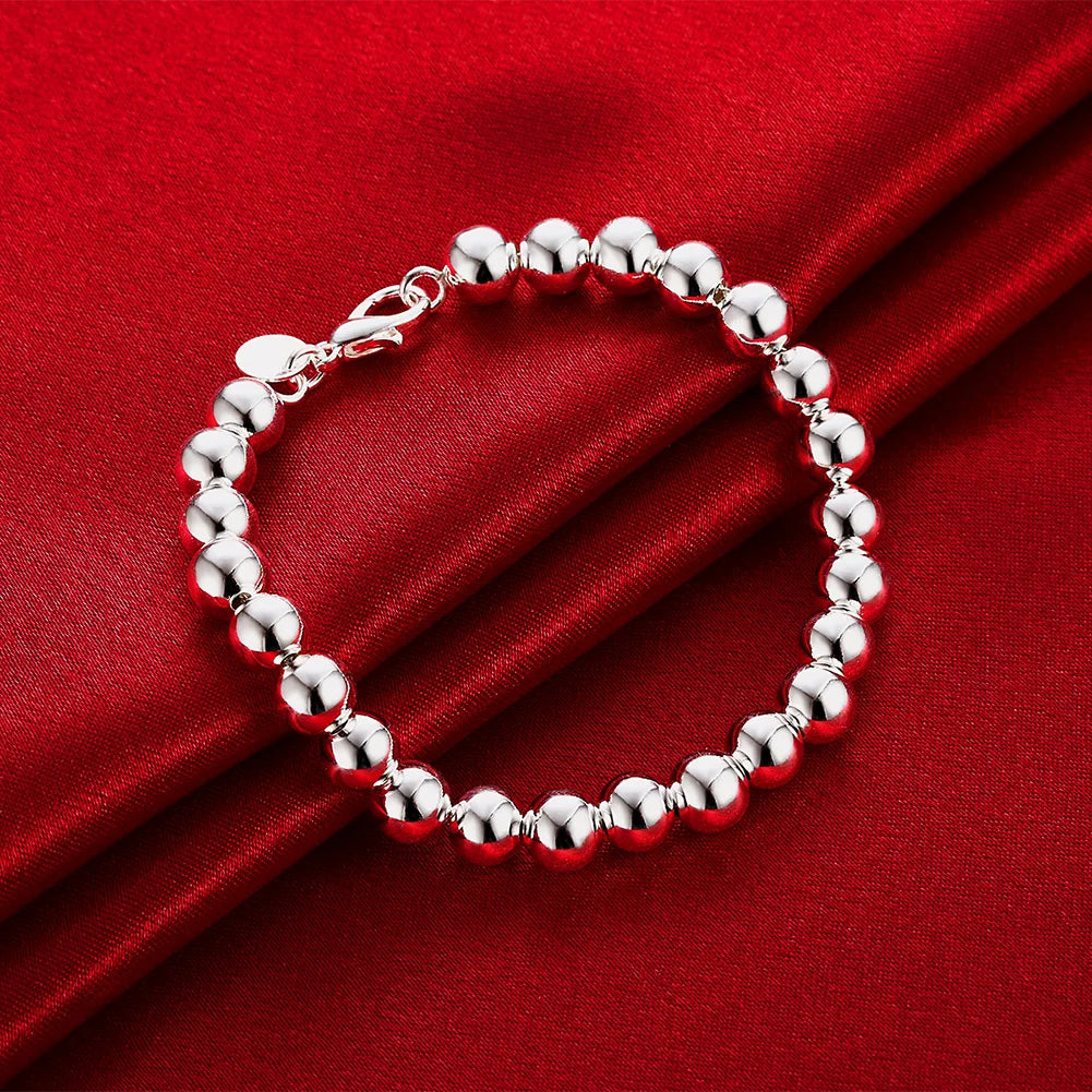 925 Sterling Silver 8mm Bead Chain Bracelets for All