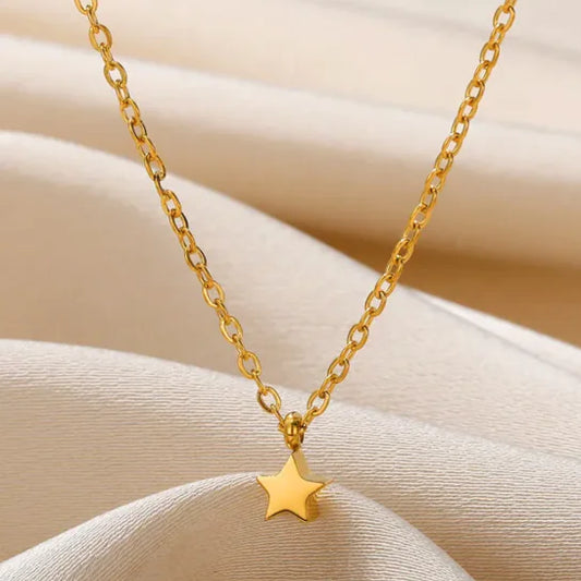 18K Gold Plated Necklace with Tiny Star Pendant (One)