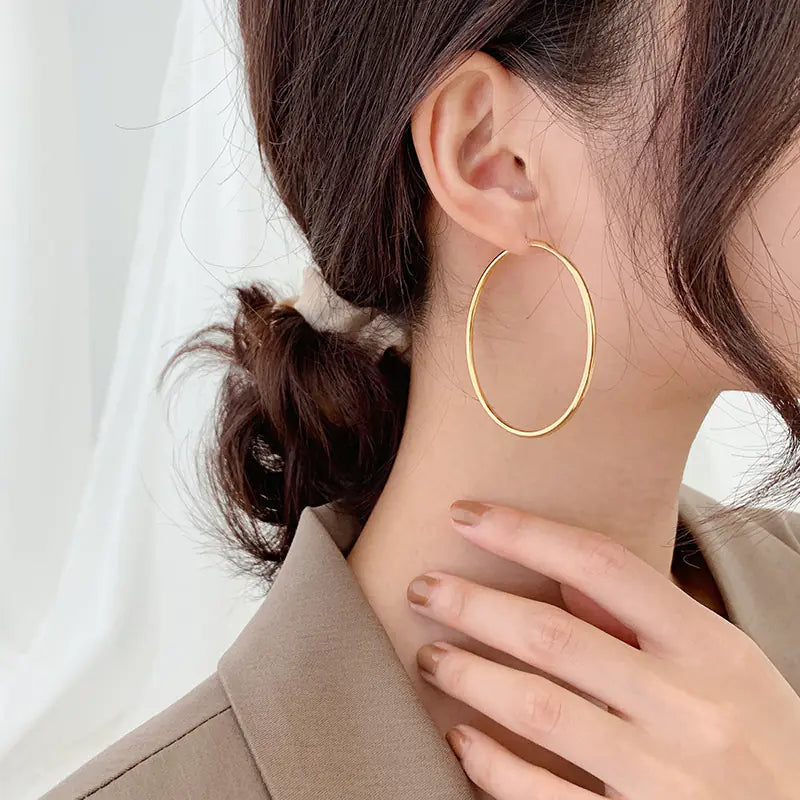 14K Gold-Plated Oversized Circle Hoop Earrings