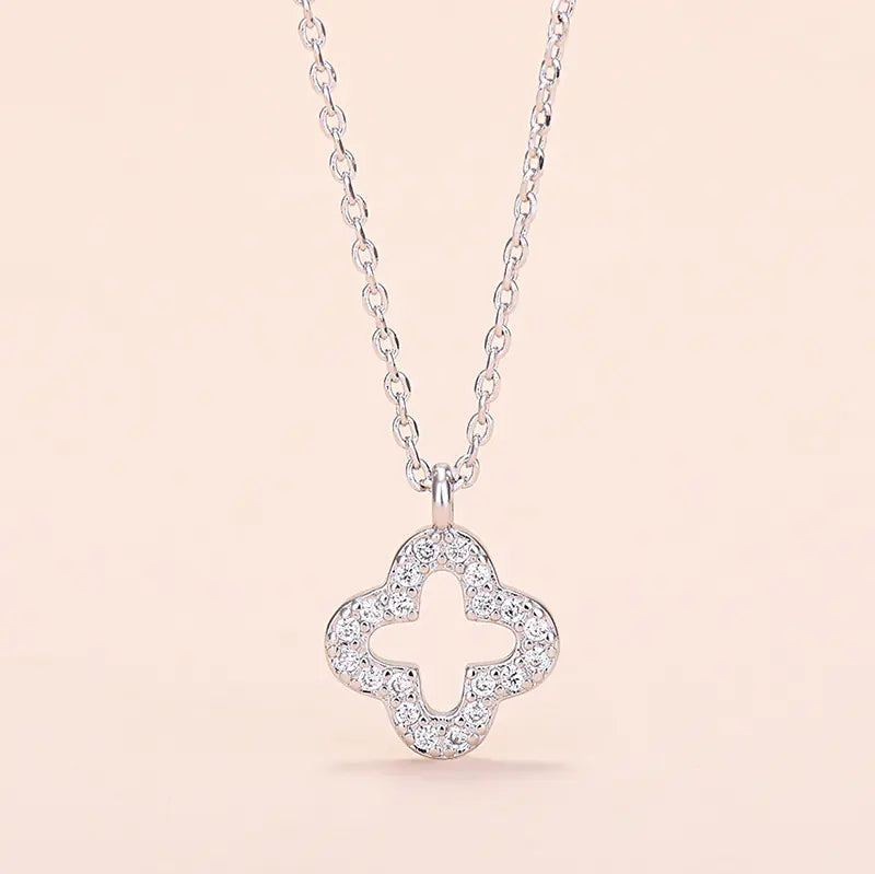 Clover Necklace for Women - Simple Fashion Zircon Pendant