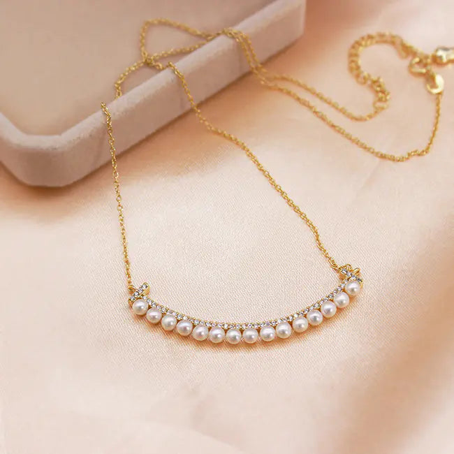 925 Silver Simple Smiley Face Pearl Necklace