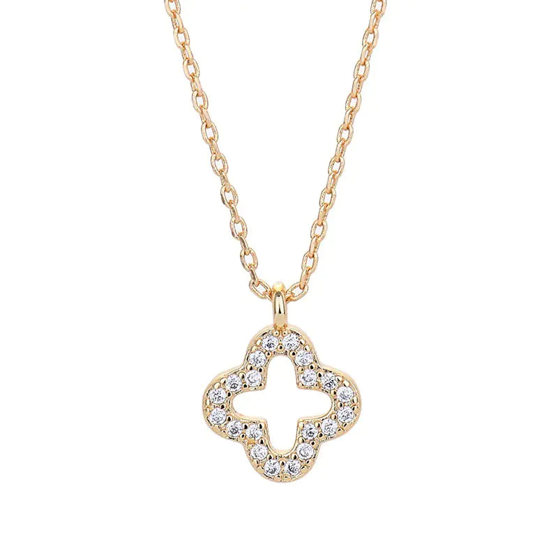 Clover Necklace for Women - Simple Fashion Zircon Pendant