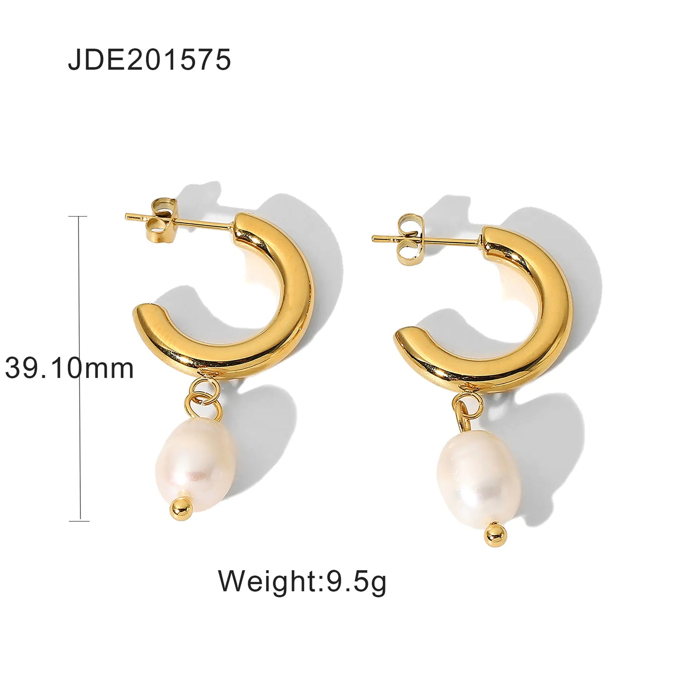 Fashion Pearl 18K Gold Stainless Steel Earrings