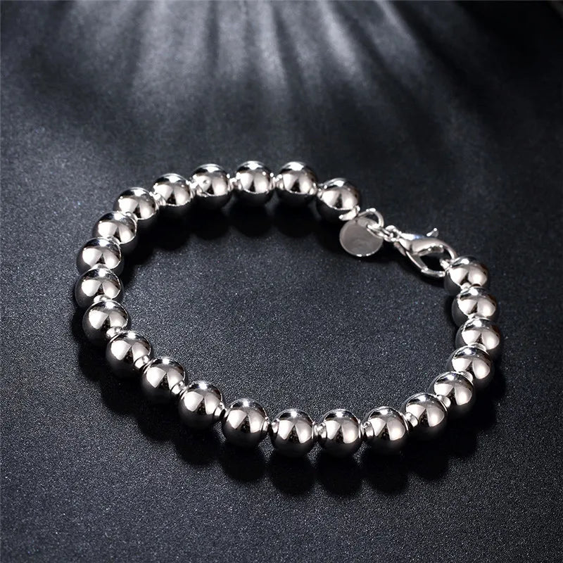 925 Sterling Silver 8mm Bead Chain Bracelets for All