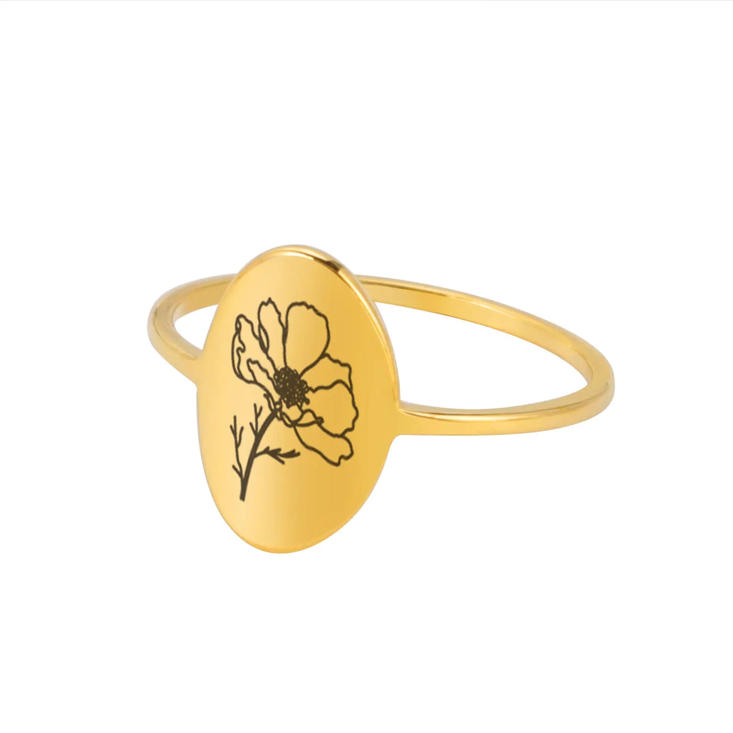 Stainless Steel Simple December Flower Wind Ring
